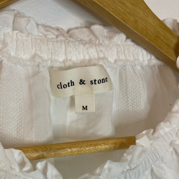 Anthropologie Cloth and Stone Textured White Off Shoulder Top - Picture 2 of 9